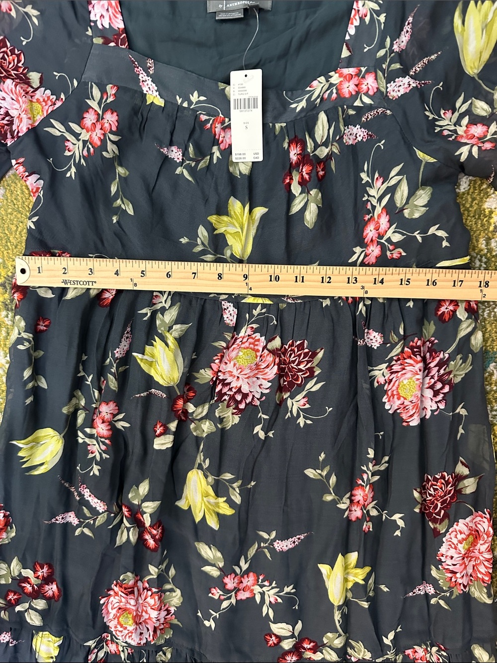 New Anthropologie EVELIN Small
Blue Green Grey Tone Tiered Floral Peasant Maxi - Picture 16 of 17